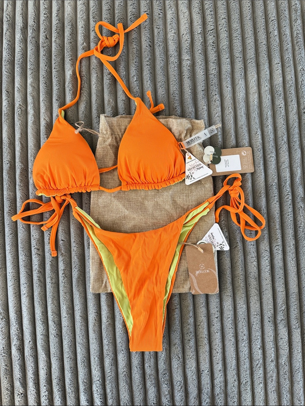 Orange Reversible Tie-Side Bikini Set